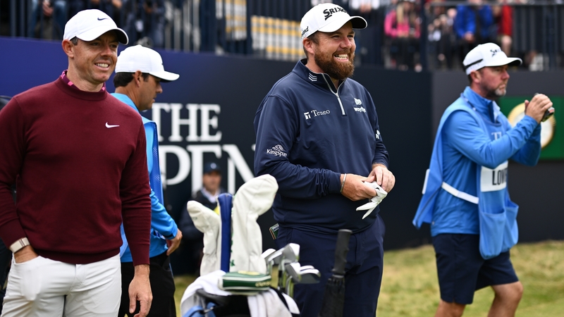 Rory McIlroy and Shane Lowry enjoy a practice round together at the Liverpool track
