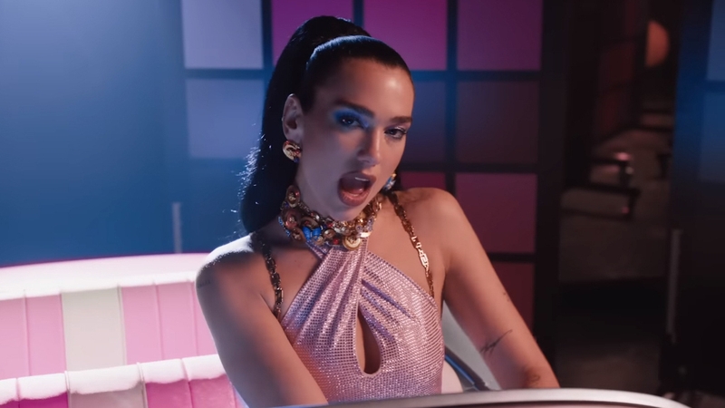 Dua Lipa in the music video for Dance the Night Away