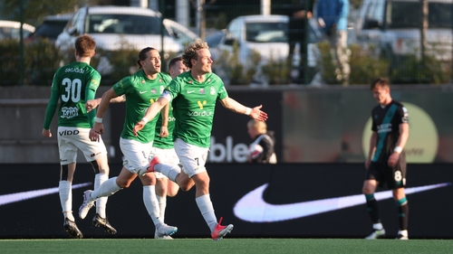 Hoskuldur Gunnlaugsson celebrates scoring Breidablik's second goal