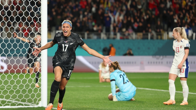 Hannah Wilkinson celebrates scoring the first goal of the Women's World Cup and one that turned out to be a famous winner against Norway