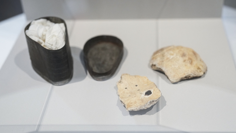 There are ten fragments, including two bigger pieces, one from the back of the head and one from the right side of the forehead