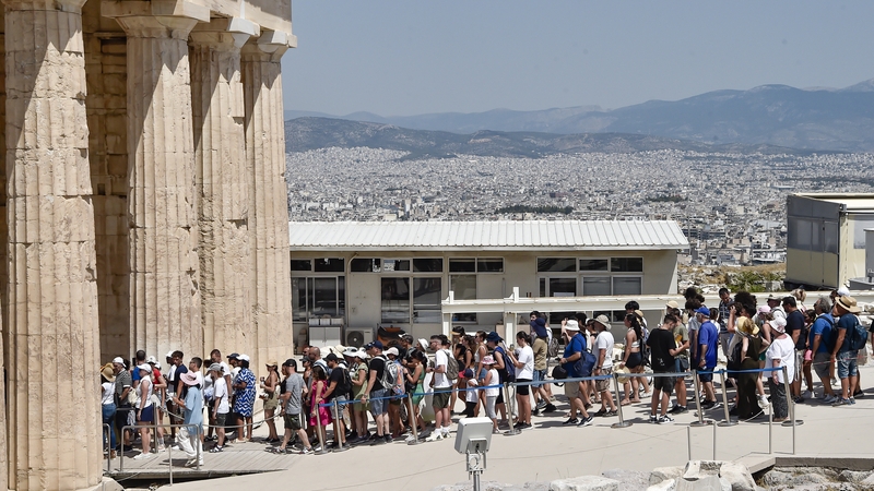 Tourists queueing in the sun at the Acropolis in Athens earlier this week