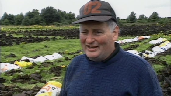 Farmer Joe Gaffey on his land near Clara Bog in County Offaly, 1993.