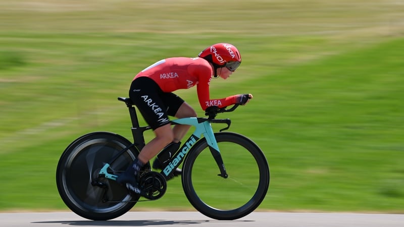 Megan Armitage competing in the women's Tour de Suisse last month for Arkea Pro Cycling Team