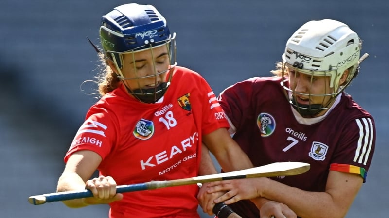 Cork's Orla Cronin tackled by Rachael Hanniffy of Galway during the league final