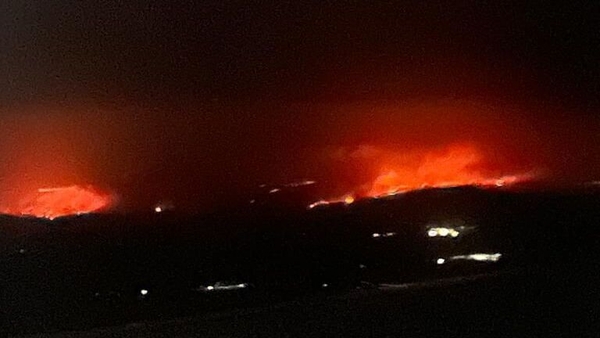The view of the fires on Rhodes taken from Maggie's inbound fight
