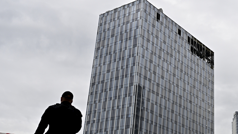 A view of a building after an attack in Moscow, Russia