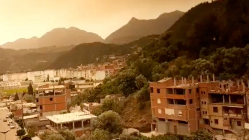 Smoke rises following a wildfire near the port city of Bejaia