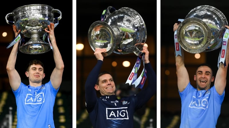 Michael Fitzsimons (L), Stephen Cluxton and James McCarthy (R) are chasing history with Dublin on Sunday