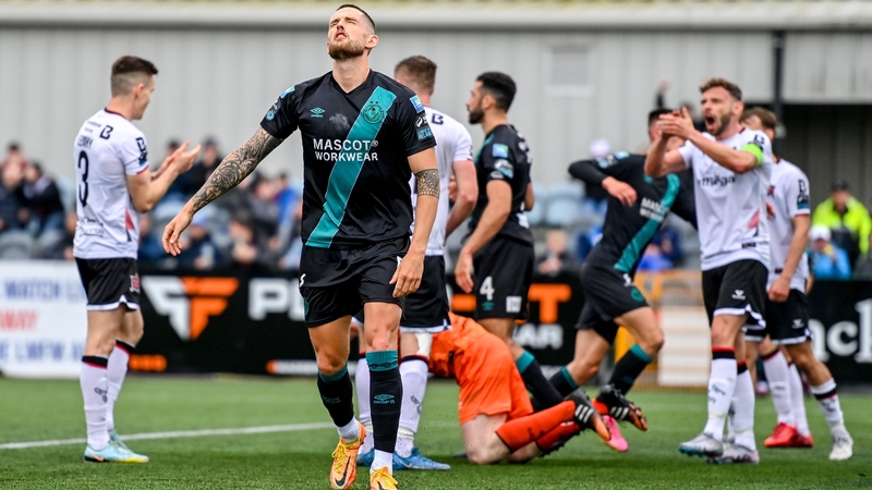 Lee Grace reacts after a missed opportunity against Dundalk in Shamrock Rovers' FAI Cup defeat