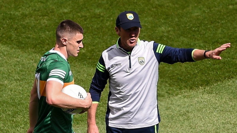 Jack O'Connor giving some advice to Seán O'Shea before last year's All-Ireland final victory