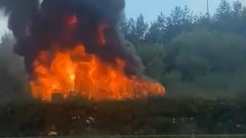 The blaze occurred on the nouthbound carriageway between the Carrickmines and Dundrum North exits (Pics: Dublin Fire Brigade)
