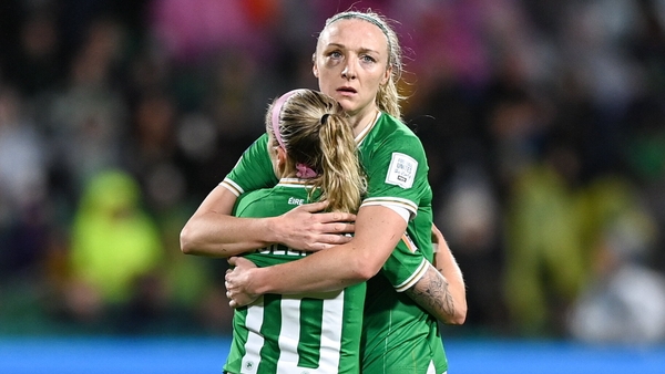 Louise Quinn and Denise O'Sullivan commiserate each other at full-time