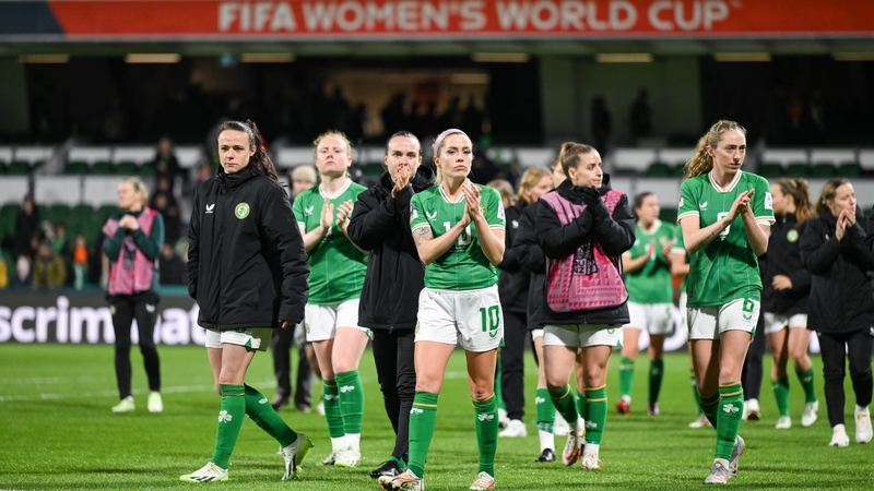 Áine O'Gorman, Denise O'Sullivan and Megan Connolly after Ireland's defeat in Perth