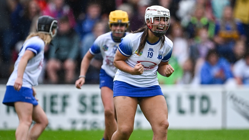 Róisín Kirwan celebrates after Waterford's victory in the All-Ireland Camogie Championship semi-final
