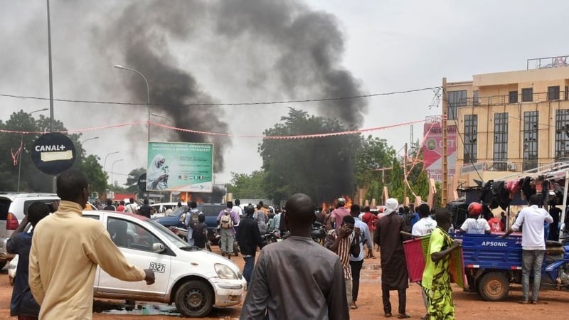 Plumes of black smoke billowed from the building in the capital Niamey
