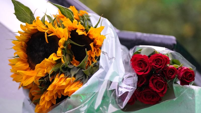 Floral tributes to Sinéad O'Connor at the London Irish Centre in Camden