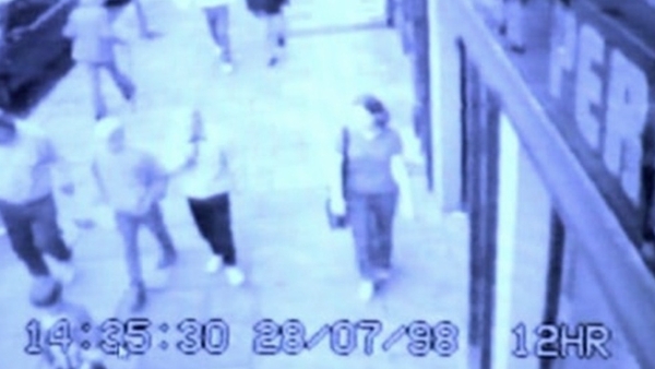 Last image of Deirdre Jacob (centre), captured on CCTV in Newbridge, Kildare July 28 1998