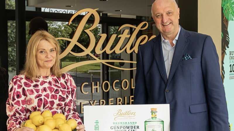 Aisling Walsh, Marketing Director Butlers Chocolate, with Pat Rigney founder and owner The Shed Distillery