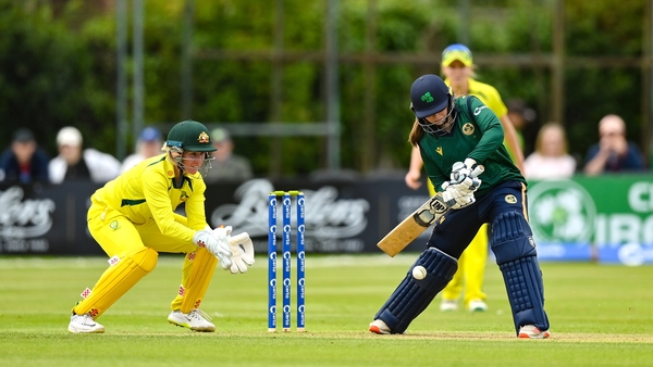 Ireland's Cara Murray plays a shot in the third one day international