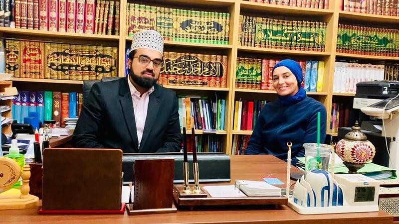 Shaykh Dr Umar Al-Qadri, an Islamic scholar and the chief Imam at the Islamic Centre of Ireland, with Sinéad O'Connor