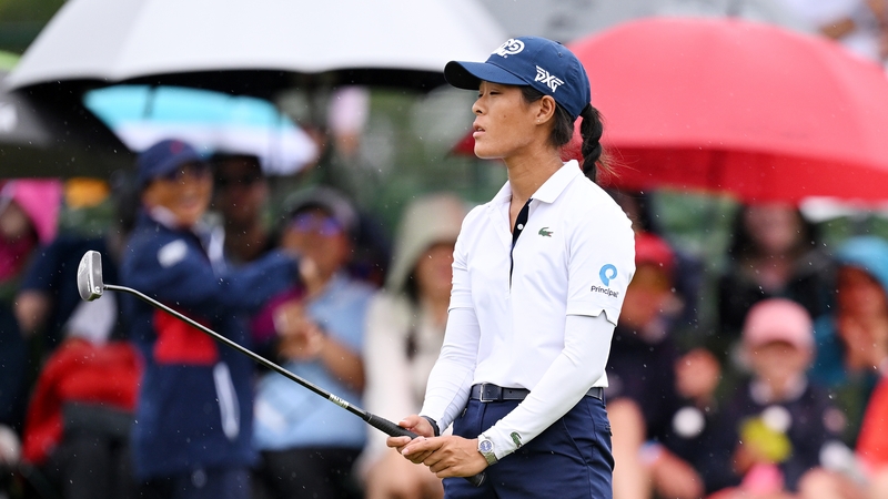 Celine Boutier on the 18th hole