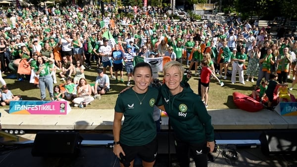 Ireland manager Vera Pauw and team captain Katie McCabe at the FIFA Fan Festival in Brisbane