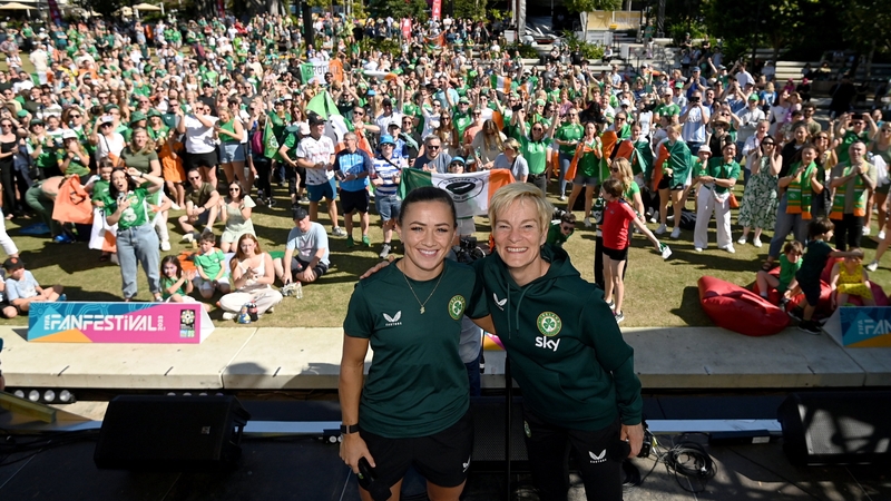 Ireland manager Vera Pauw and team captain Katie McCabe at the FIFA Fan Festival in Brisbane