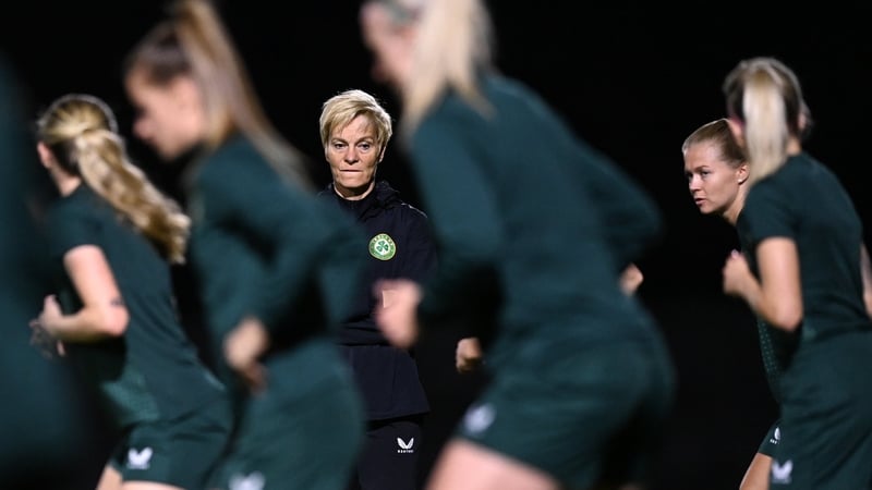 Vera Pauw watches on during Sunday's training session