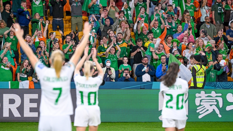 Ireland players acknowledge their supporters in Brisbane after the goalless draw with Nigeria