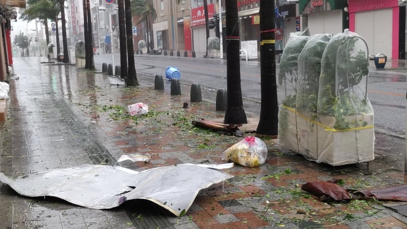 Some locations in Okinawa logged wind gusts of nearly 200km/h