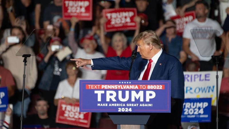 Former US president Donald Trump at a campaign rally in Pennsylvania on Saturday