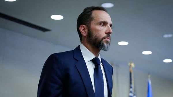 Jack Smith delivers remarks on a recently unsealed indictment including four felony counts against former US president Donald Trump