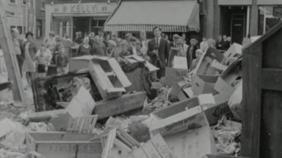 Pat Sweeney reporting on the bin strike from Moore Street in Dublin, 1968.