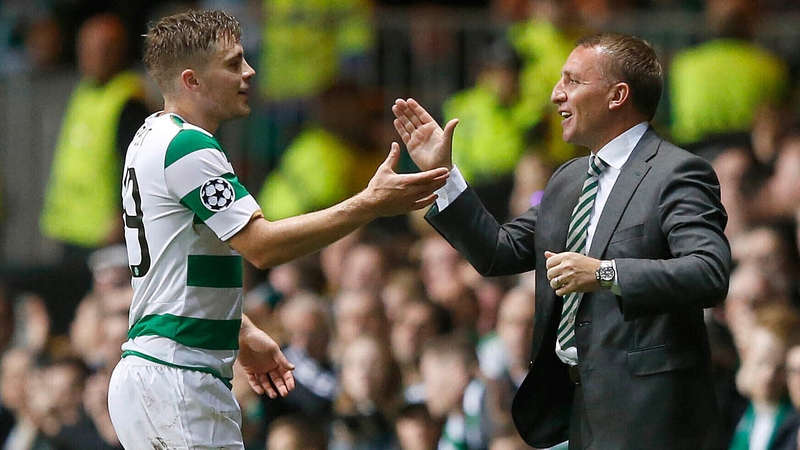 James Forrest and Brendan Rodgers during the latter's first period in charge of Celtic in 2017