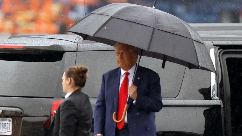 Donald Trump at Reagan National Airport yesterday