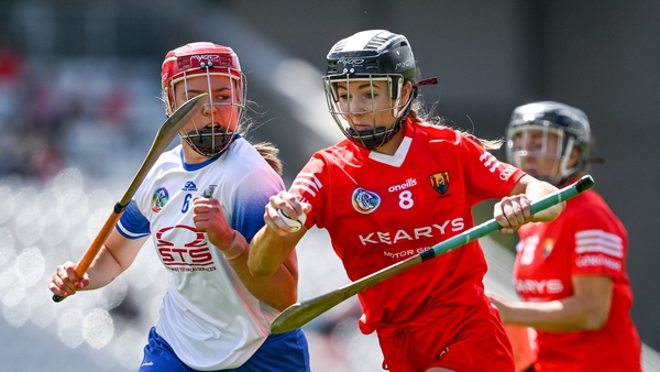 Cork's Saoirse McCarthy in action against Clodagh Carroll of Waterford