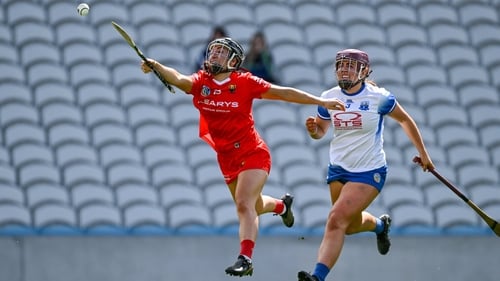 Amy O'Connor of Cork in action against Iona Heffernan of Waterford during the Munster quarter-final