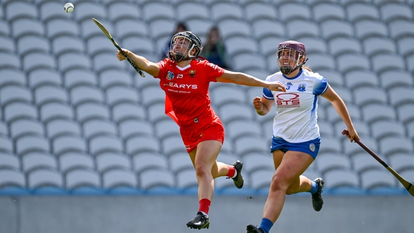 Amy O'Connor of Cork in action against Iona Heffernan of Waterford during the Munster quarter-final