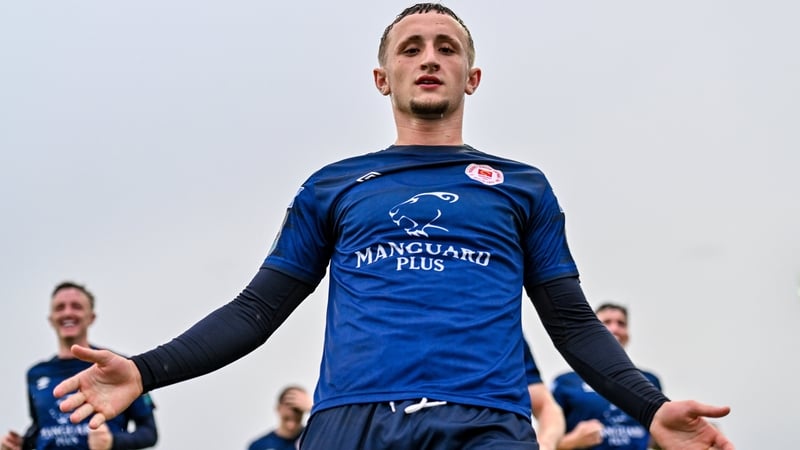 Sam Curtis celebrates after scoring St Patrick's Athletic's second goal