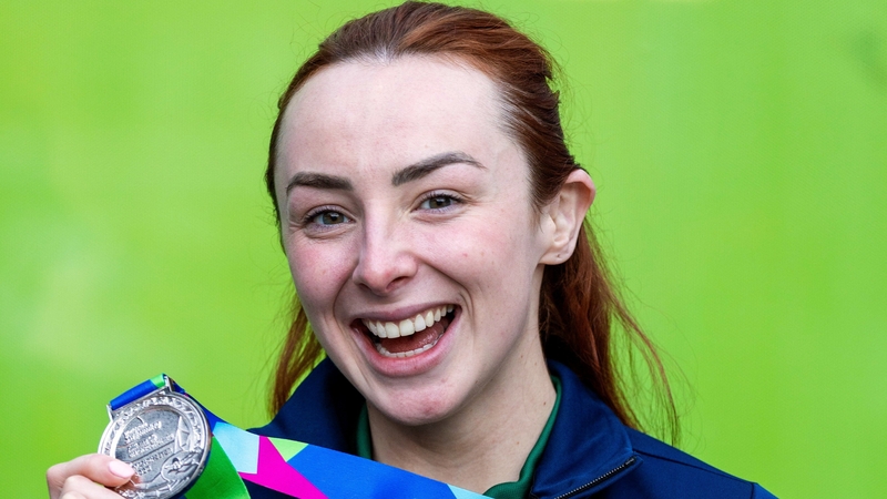 Ellen Keane with her silver medal after competing in the Women's 100m Breaststroke SB8 final