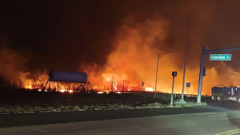 The fires started on Tuesday night and were fanned by strong winds (Pic: Maui Fire Department)