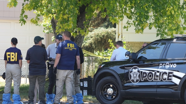 FBI agents at the scene of the shooting in Provo, south of Salt Lake City