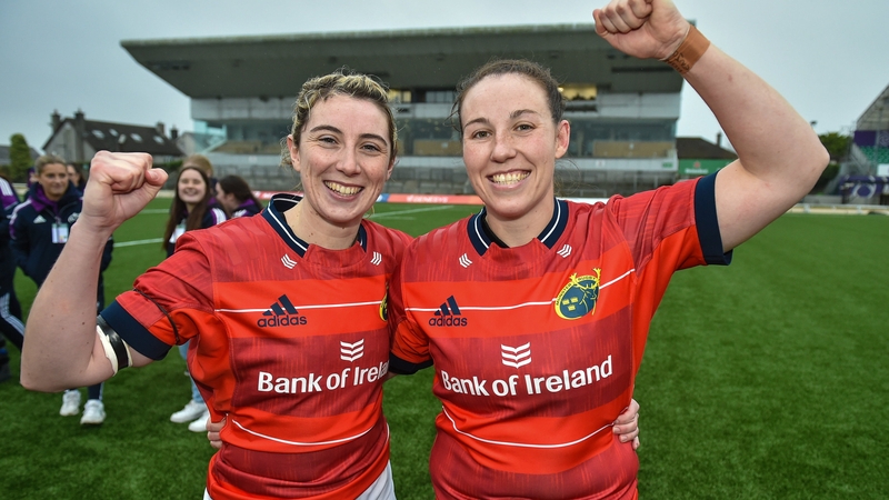 Clodagh O'Halloran and Chloe Pearse of Munster celebrate