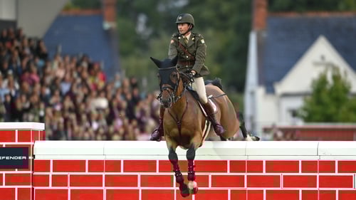 Geoff Curran and Bishops Quarter clear the famous red wall at the RDS