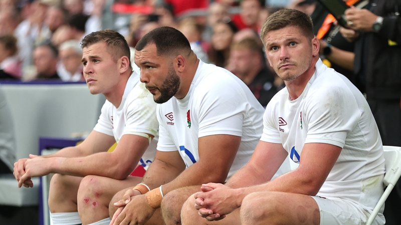 Owen Farrell (R) saw his yellow card upgraded to red
