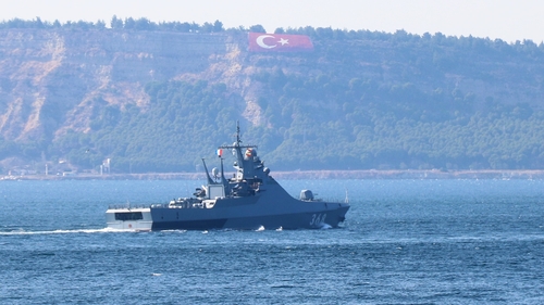 Vasily Bykov pictured in 2019 as it passed through the Dardanelles Strait in Canakkale, Turkey