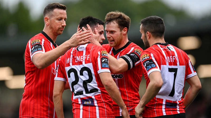 Jordan McEneff, 22, of Derry City celebrates