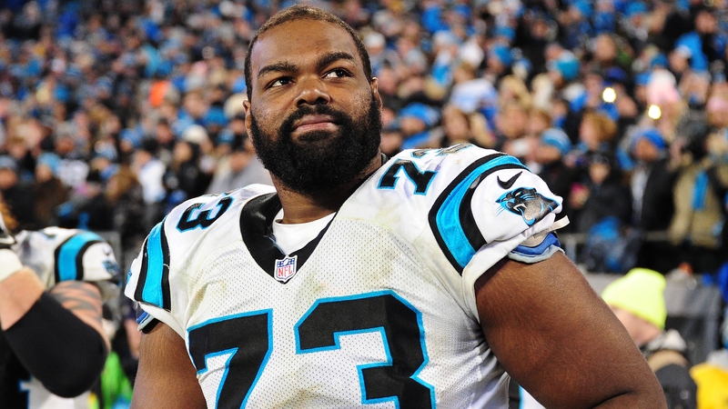 Michael Oher, pictured playing for the Carolina Panthers in January 2016