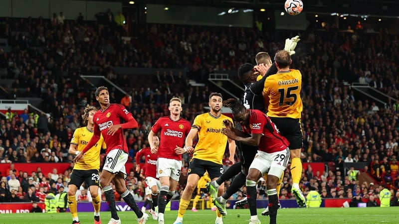 Manchester United goalkeeper Andre Onana collided with Wolves' Sasa Kalajdzic after the ball was gone
